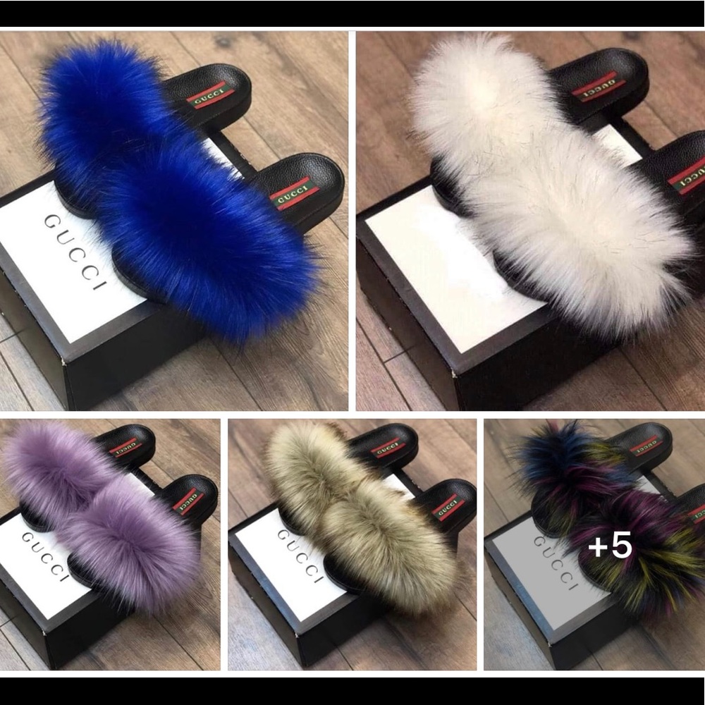 Gucci fur slides